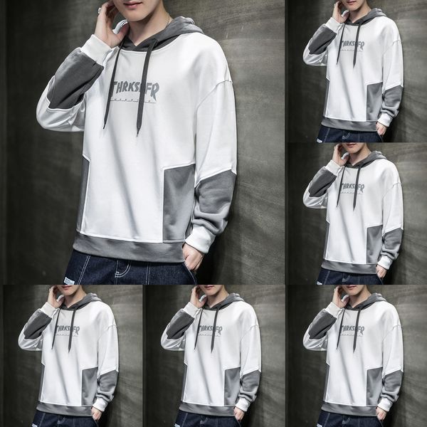 

autumn men's long sleeve loose tide brand 2020 new casual korean men's bottom t-shirt hoodie hoodie vpcxe, Black