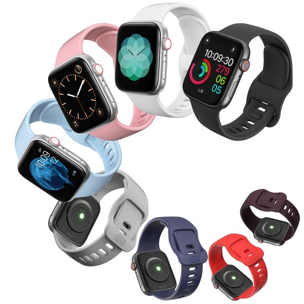 Мягкий силиконовый ремешок для часов для apple iwatch, серия 12345678, сменный резиновый ремешок для умных часов для мужчин и женщин, 38 мм, 40 мм, 44 мм, 49 мм