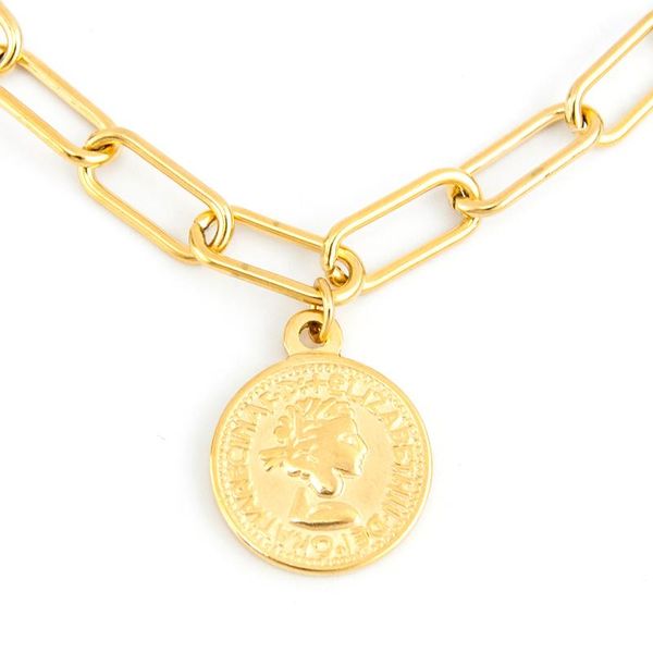 

pendant necklaces gold color /silver vintage coin necklace stainless steel ten cents medal bohemian jewelry