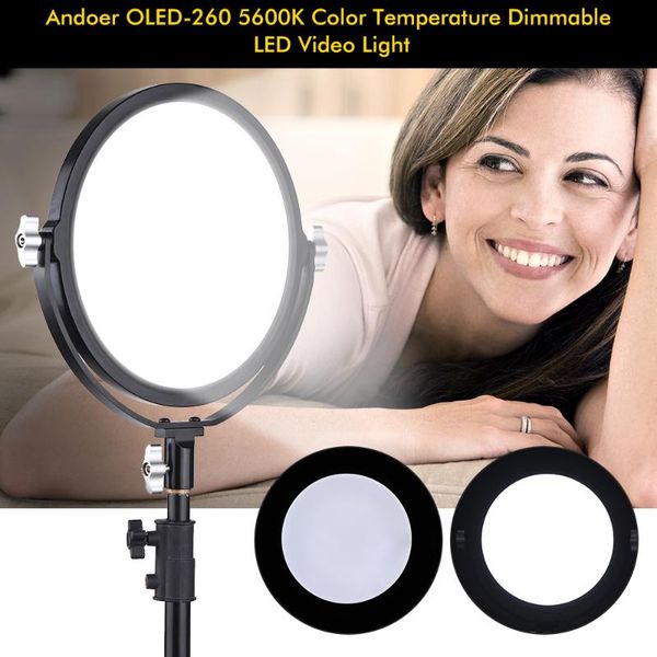 

andoer oled-260 5600k color temperature dimmable led video light fill light cri 95+ 30w output adjustable brightness