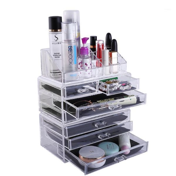 

cosmetic shelf with 2 small drawers and 5 large transparent drawers 1808212101