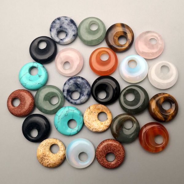 

fashion 18mm gogo donut natural stone beads for jewelry making necklace pendant earrings charm accessories 24pc 200930, Black
