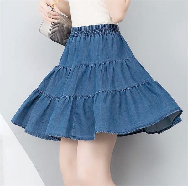 

женщины летнее рюмки высокая талия джинсы юбка большой размер 6xl 7xl бренд хлопок джинсовая юбка мода корейский сексуальная мини юбка плюс, Black