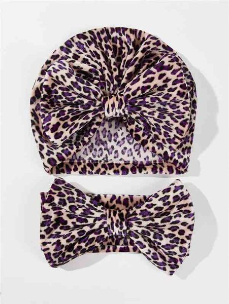 

baby leopard print hat & headband she02, Yellow