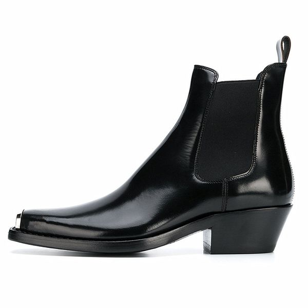 

2020 winter boots for men genuine leather men's boots slip on black boots men 19#22/20d50