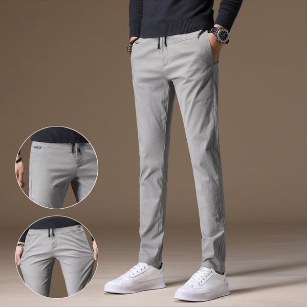 

spring straight casual pants trendy korean style solid color micro elastic men's youth business sports kg-579, Blue