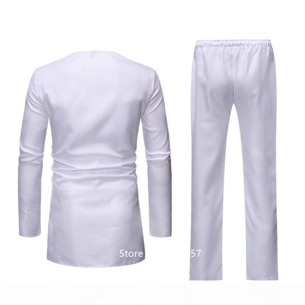 

new african clothing dashiki dress for men male design stripe printed succinct white long sleeve fashion camisa shirt pants set, Red