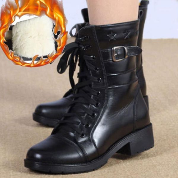 

boots 2021 fashionable stylish genuine leather winter shoes women warm plush wool fur cow skin snow female1, Black