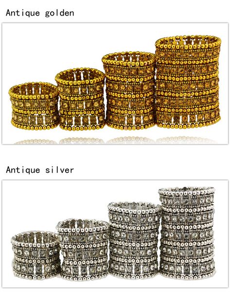 

turecolor 4 stand multilayer bracelet stretch exaggeration openable elastic crystal bangle wedding party cuff vintage charm jewelry