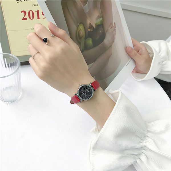 

new french minority star sky watch female students korean version of simple ribbon small delicate small dial leisure retro literature, Slivery;brown