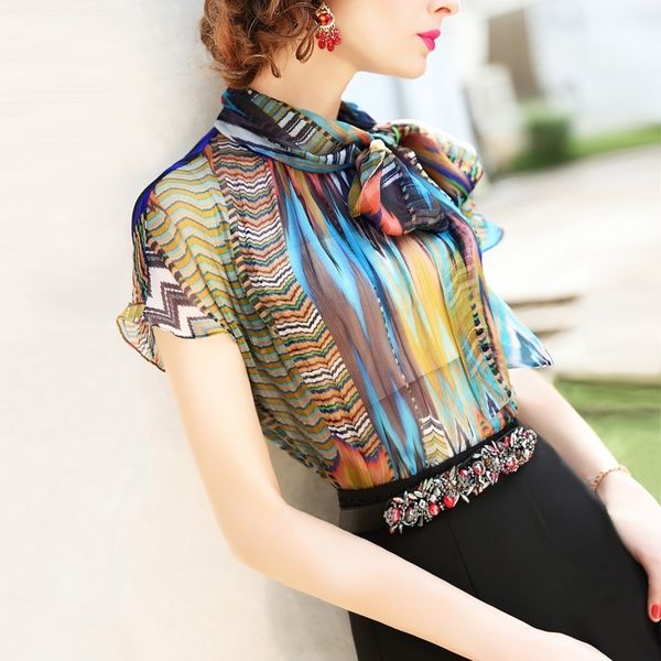 

women blouses stylish short sleeve plus size summer shirts color matching temperament female double layer shirt y200622, White