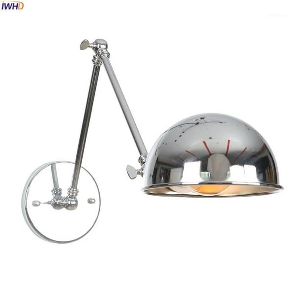 

iwhd silver loft style vintage led wall lamp bathroom bedroom retro adjustable swing long arm wall light edison aplique pared1