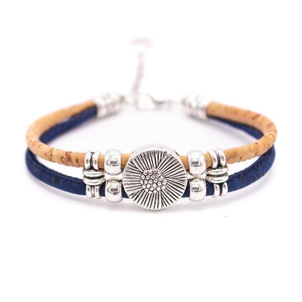 

cork bracelet, alloy bead ladies bracelet, dbr-004, Black