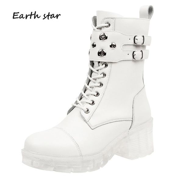 

botas mujer autumn shoes women martin boots fashion brand zapatos de mujer ladies footware thick bottom ankle boots cross-tied, Black