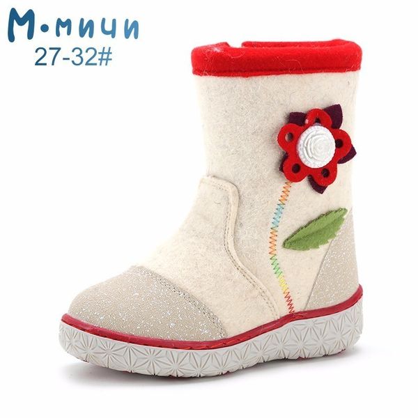 

mmnun winter children for girls warm children' felt snowshoes lovely kids boots size 27-32 ml9429 1028, Black;grey