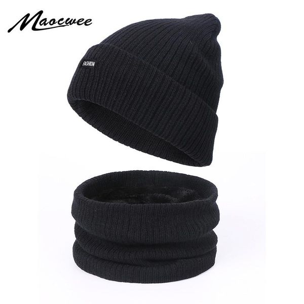 

winter hat scarf set for woman men outdoor ears protect knitted warm beanies ring neck scarf sets bonnets, Blue;gray