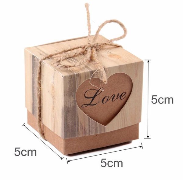 

fengrise 100 love heart candy box деревенское свадебные подарки kraft упаковочная коробка с мешковины джута ленты свадебные украшения партии