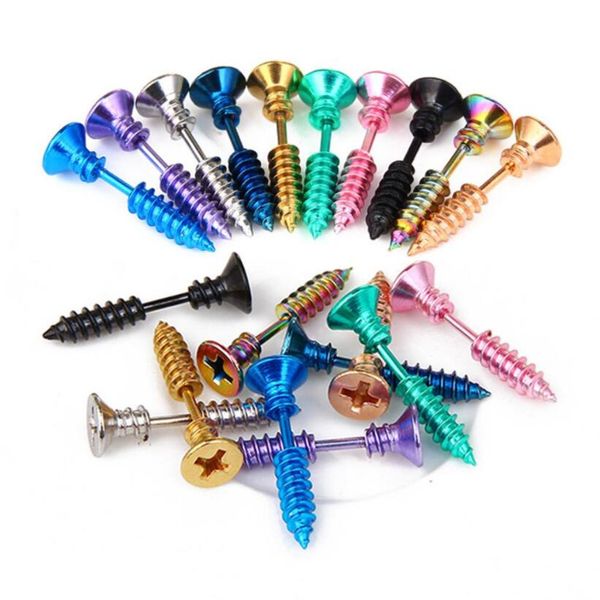 

fashion punk women screws ear stud earrings jewelry design jewelry beads mini stud earrings screws ear studs earrings 10 colors, Golden;silver