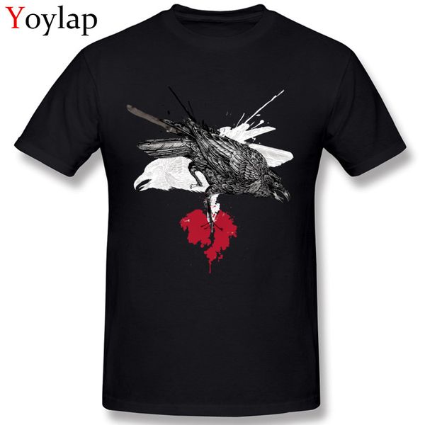 

cool blue fabric & tees vintage style cartoon raven print summer autumn o neck short sleeve sport hooded sweatshirt hoodie men t shirt