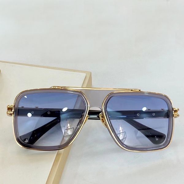 

men square sunglasses 403 yellow gold grey frame blue shaded glasses shades with box, White;black