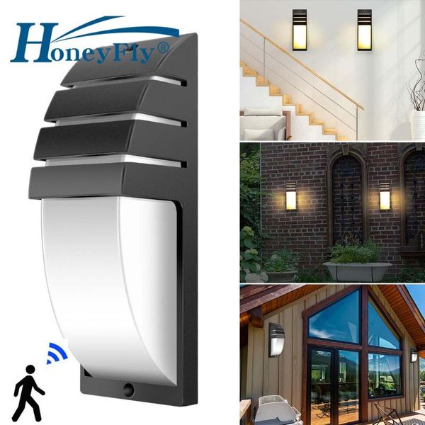 

honeyfly led motion sensor wall lamp radar ac85--265v 7w/12w waterproof outdoor courty garden porch light high brightness