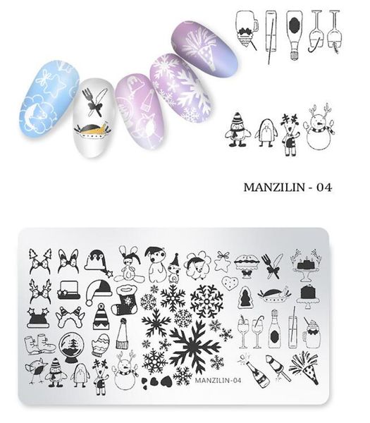 

new health snowflake nail stamping plates christmas xmas stamp templates leopard snow image printing stencil tool, White