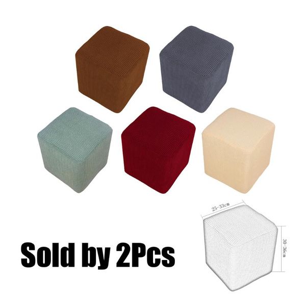 

2pcs stretch rectangle footstool cover ottoman slipcover elastic bottom