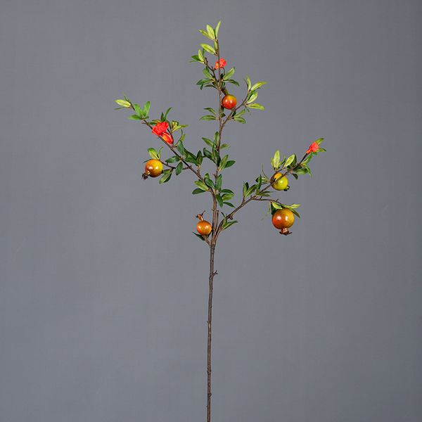 

leafy with 3 flowers simulation pomegranate berry branch fake pomegranate flower chinese style home artificial flower fruit decoration