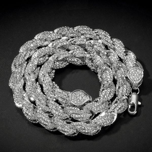

2022 simple fashion iced out chains necklaces mens hip hop fashion jewelry rose gold silver twist chain necklace