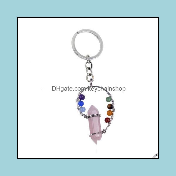 

keychains fashion accessories quartz chakra beads key chain for women girl bag keychain charm metal jewelry aceessories lol drop delivery 20, Silver