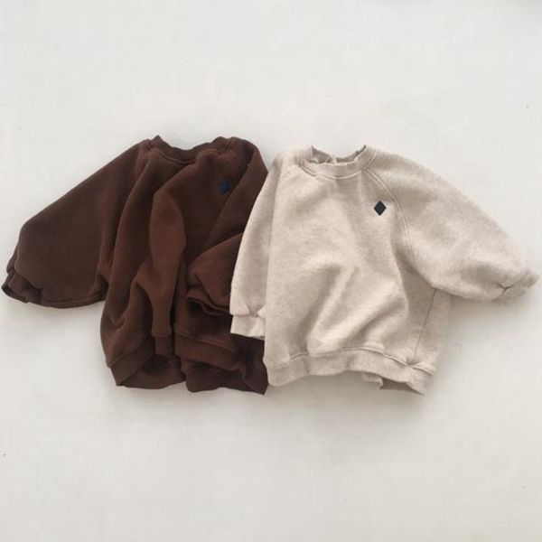 

2020 autumn outfit korean children new fashion round collar loose joker fleece sweatshirt, Black