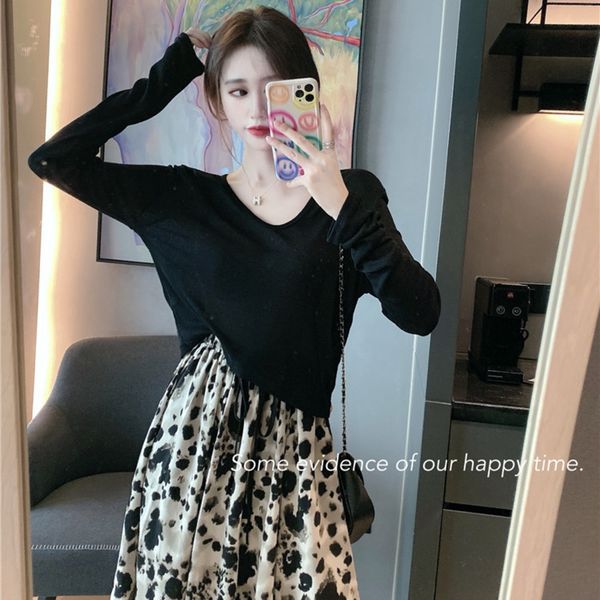 

осень 2020 рыхлый и универсальный национальный стиль ленивого этнические groupstyle женщины напечатанных моды случайная высокая талия тонког, Gray