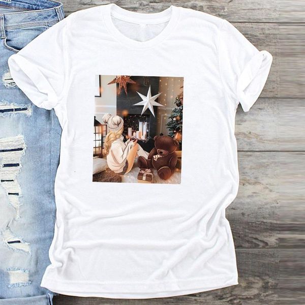 

fashion women t-shirt warm es new year merry tee shirt christmas tumblr graphic t shirt female tees camisa print t-shirts, White