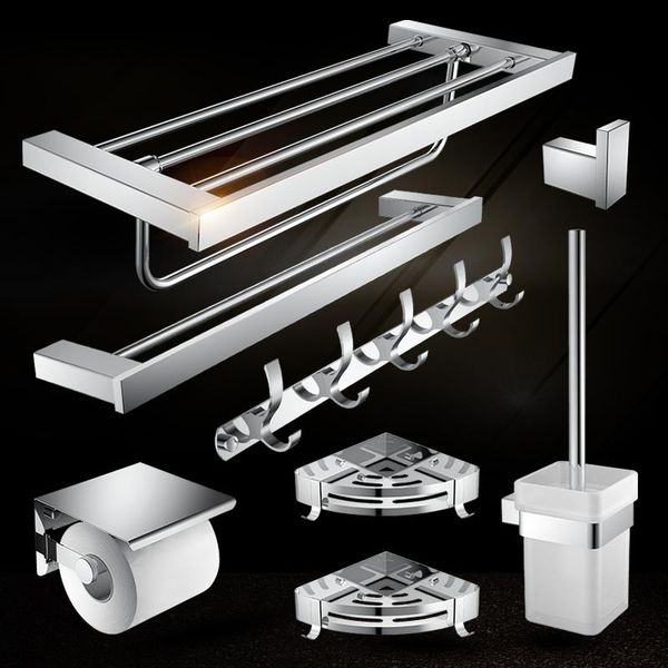 

304 stainless steel bathroom accessories set chrome toothbrush holder metal wall mount towel paper holder with robe hook qylfmb mywjqq
