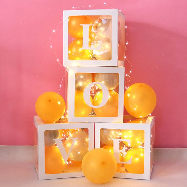 

4pcs/set love transparent boxes balloon box baby shower decorations 1st birthday party wedding decor boy girl gifts