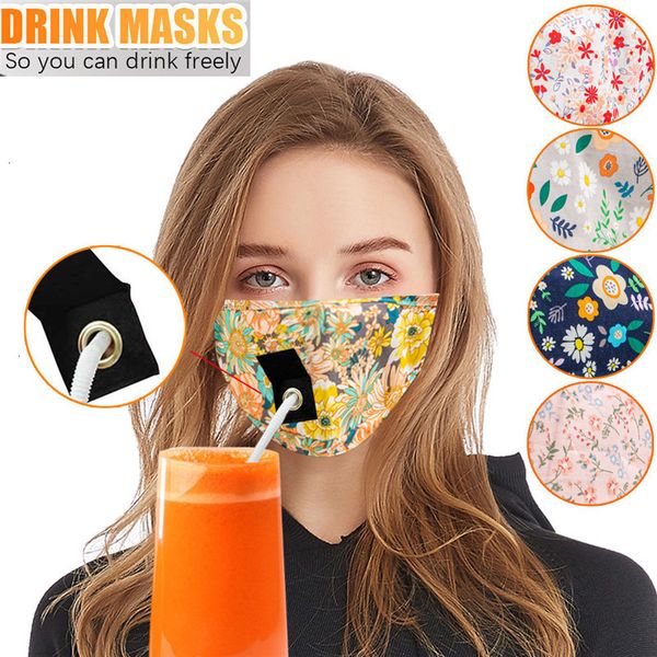 

pollution party drink masks pm2.5 anti fog cotton mouth straw mask reusable washable dustproof protective face cover