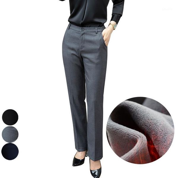

women pants autumn winter high waist office lady female slim straight pants plus size s-4xl black blue gray1, Black;white