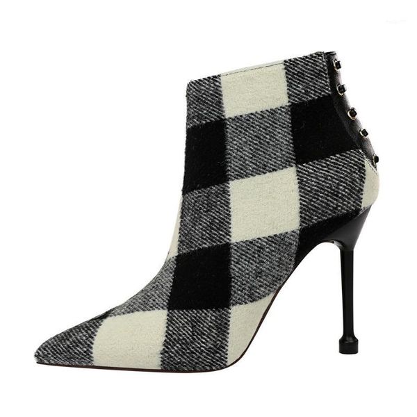 

boots koovan women pumps 2021 trend casual flock thin heel pointed toe shoes ankle zipper1, Black