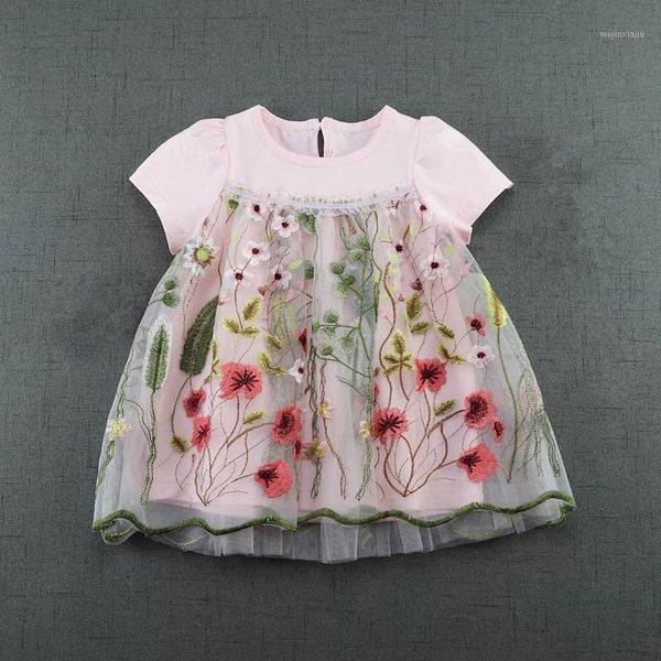 

girl's dresses baby dress infant girl flowers embroidery girls clothes princess birthday for 2color 0-2t1, Red;yellow