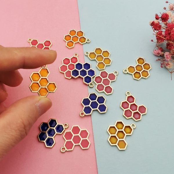 

bulk 100pcs enamel bee nest charm 21x17mmmm honeycomb charm pendant for jewelry making and diy crafting, Bronze;silver