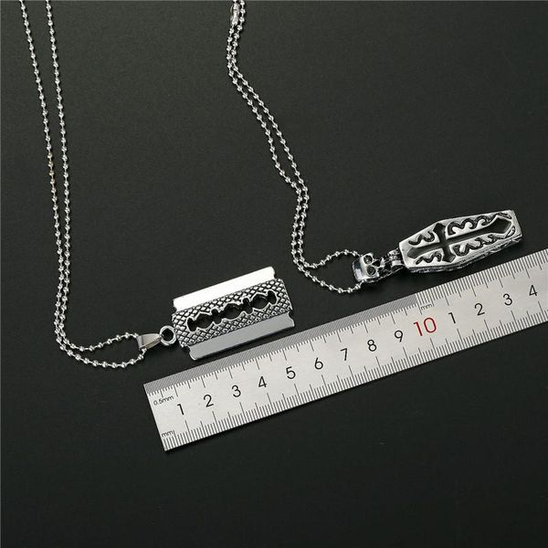 

1 шт. панк личностный клинок череп крест кулон ожерелье для женщин мужчины творческие готические открываемые скелет гроб колье ювелирные изд, Bronze;silver