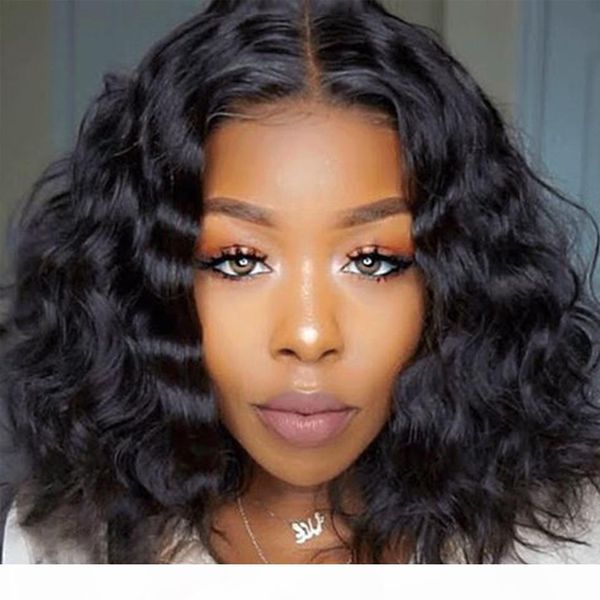 

short bob wig lace front human hair wigs for black women 150% brazilian wavy remy hair bob wigs for women, Black;brown