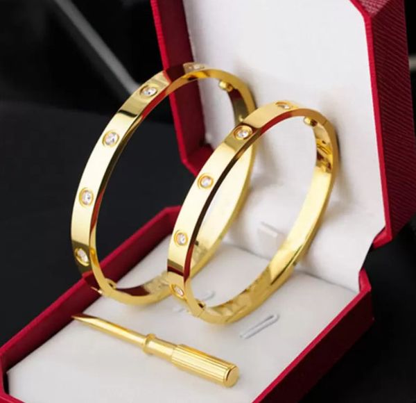 

couple bracelet ladies men's titanium steel design jewelry fashion classic engagement party gift box, Golden;silver