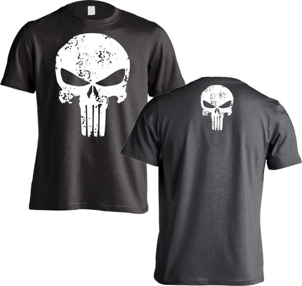 

2019 fashion cotton t-shirt punisher skull look destroyed fun shirt tees sport hooded sweatshirt hoodie