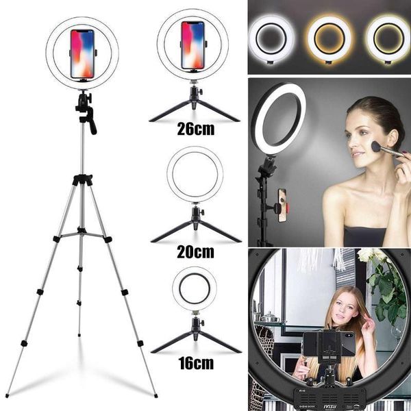 

led studio camera selfie ring light youtube video live beauty fill lamp pgraphy lighting set with tripod bracket for phone1