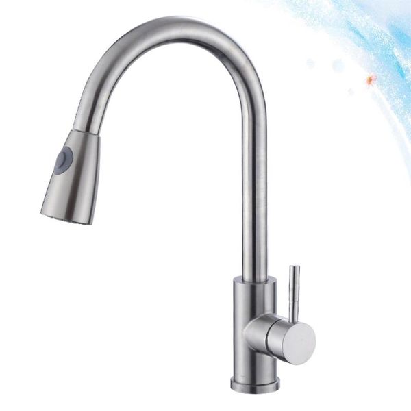 

bathroom sink faucets 304 stainless steel kichen and cold tap pulling type stretch adjustable (with 2pcs 60cm soft tube sil