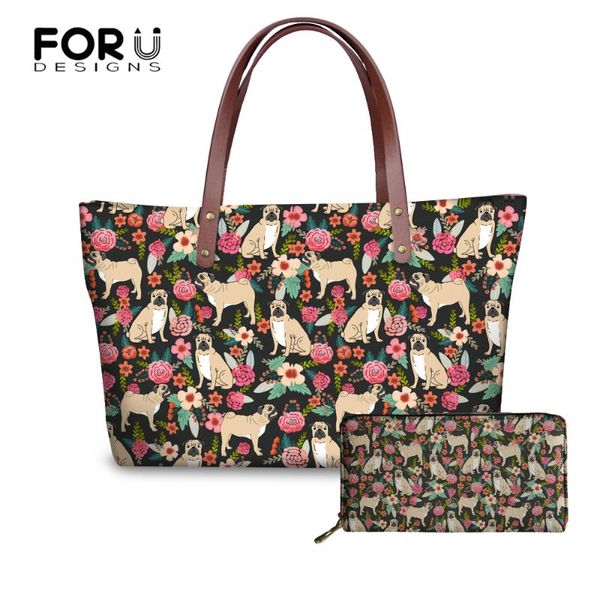 

forudesigns large messenger bag women pug pattern female handbags girls shoulder bags handle bags sac a main girls 2020