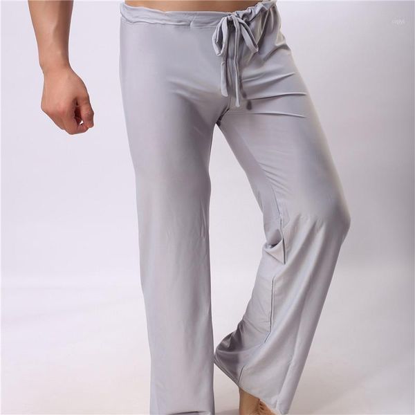 

us men cotton sleep bottoms solid ice silk no trace soft full breathable pants elastic men's homosexual love man gay1, Black;brown