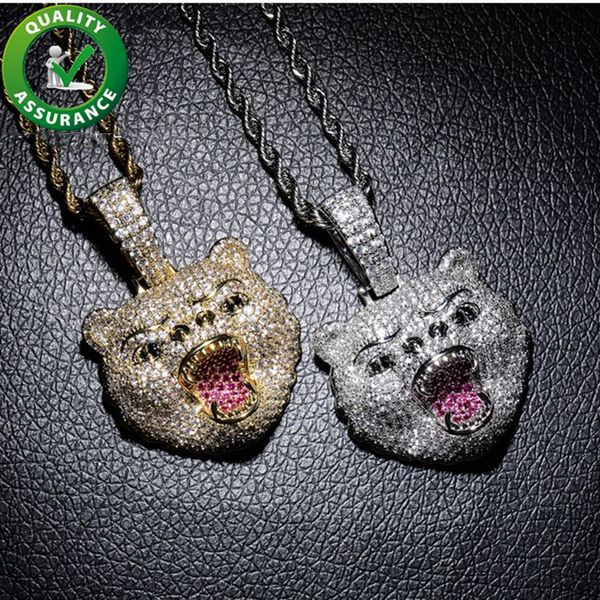

hip hop bling цепи ювелирных изделия мужчина iced out подвесок роскошное ожерелье алмазного медведь head рэпер мода животные аксессуары золо, Silver