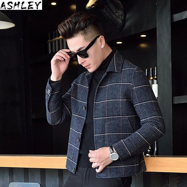 

woolen coat men's slim fit short men's warm woollen coat new autumn / winter 2020, Black